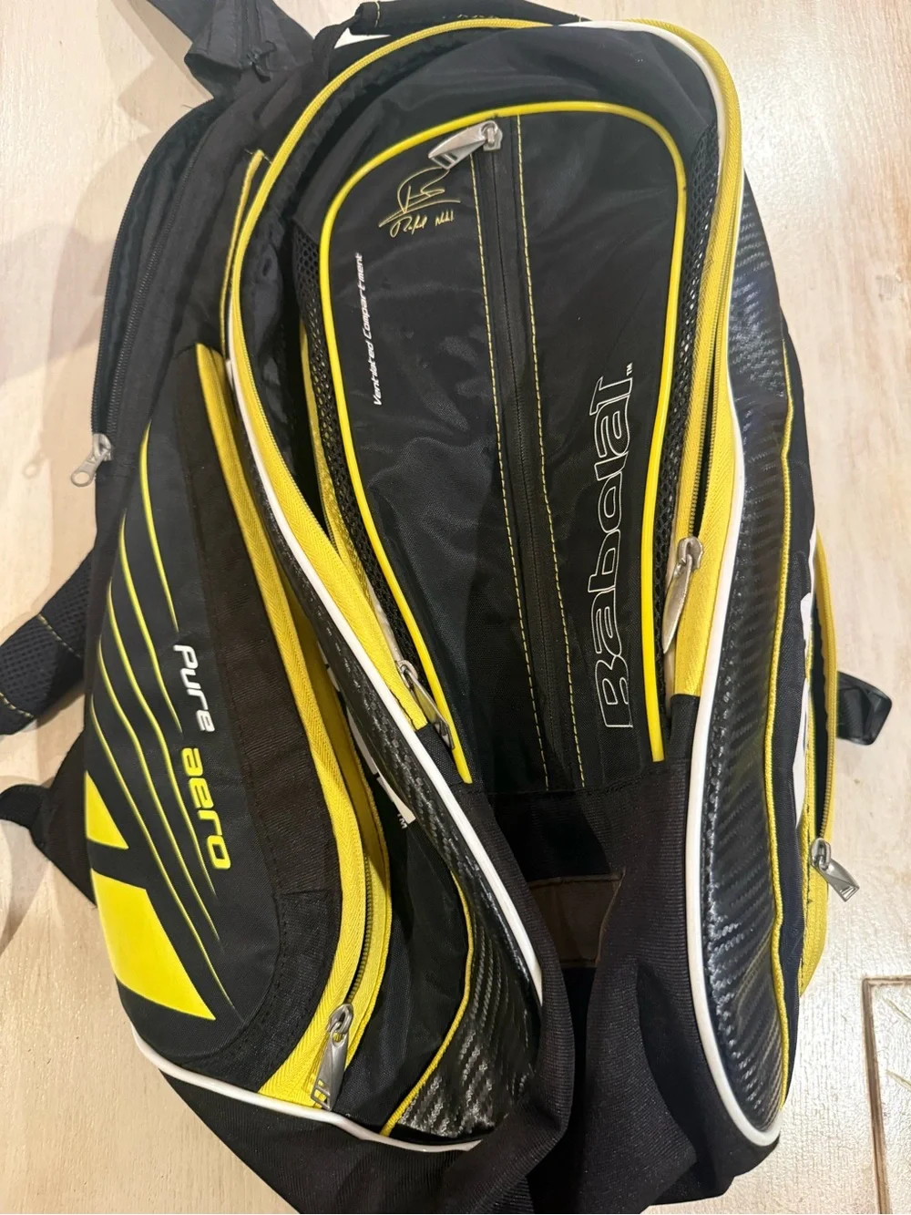 Babolat x Raphael Nader Pure Aero Backpack Tennis Bag - Black & Yellow